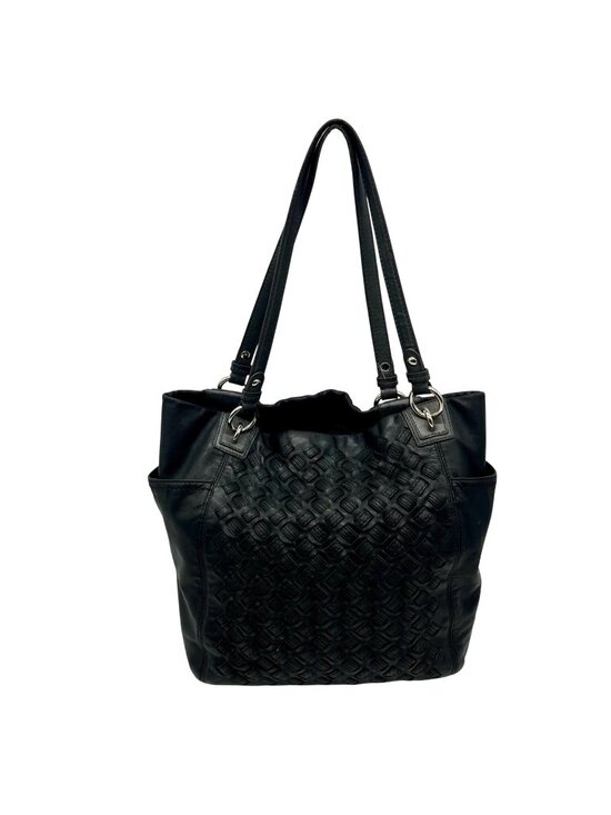 Coach Handbags - Coach Black Woven Leather Shoulder Bag F17099